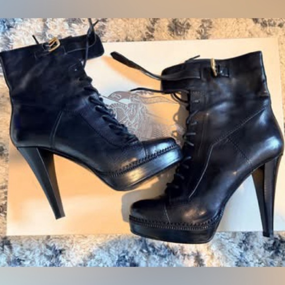Burberry High Heel Lace-Up Boots